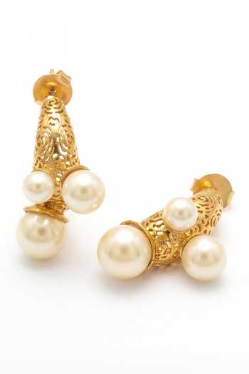 Buy_Mnsh_White Pearls Audrey Embellished Hoop Earrings _Online_at_Aza_Fashions