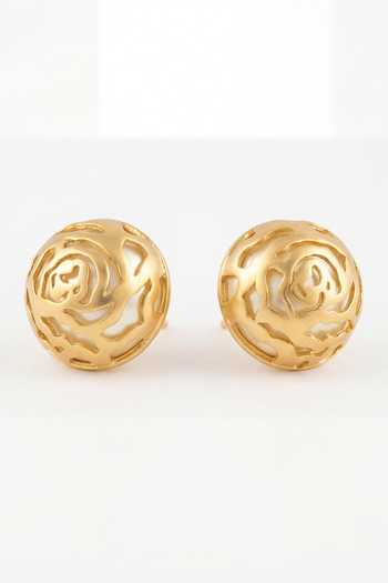 Buy_Mnsh_Gold Plated Pearls Audrey Rosette Stud Earrings _Online_at_Aza_Fashions