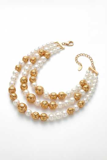 Mnsh_White Pearls Rosee Layered Necklace _Online_at_Aza_Fashions