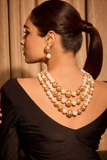 Buy_Mnsh_White Pearls Rosee Layered Necklace 