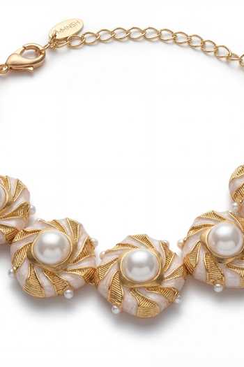 Mnsh_White Pearls Audrey Grace Embellished Choker _Online_at_Aza_Fashions