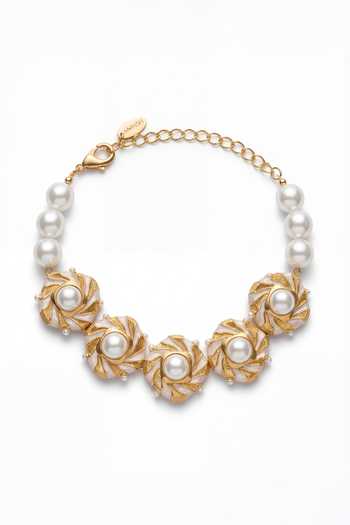 Shop_Mnsh_White Pearls Audrey Grace Embellished Choker _Online_at_Aza_Fashions