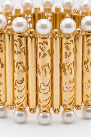 Mnsh_White Pearls Audrey Bracelet _Online_at_Aza_Fashions