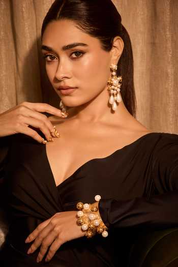 Shop Mnsh White Pearls Rosee Embellished Chandeliers Online at Aza Fashions Shop_Mnsh_White Pearls Rosee Embellished Chandeliers _Online_at_Aza_Fashions