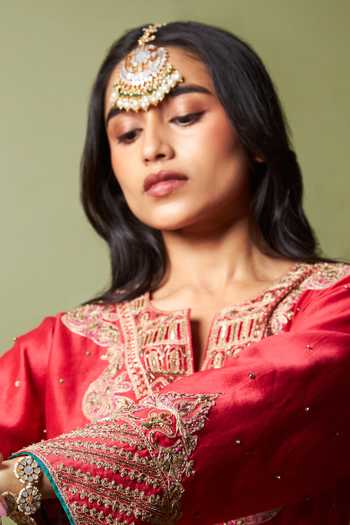 Buy_Pants And Pajamas_Pink Silk, Modal Lace Lal Noorani Printed Sharara 