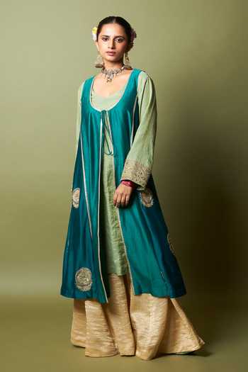 Pants And Pajamas Cream Chanderi Zari Noor-e-manik Sharara Online at Aza Fashions Pants And Pajamas_Cream Chanderi Zari Noor-e-manik Sharara _Online_at_Aza_Fashions