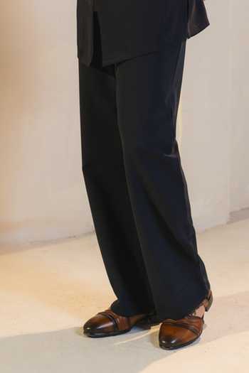 Jatin Malik_Blue Silk, Crepe Starveil Kurta And Trouser Set _Online_at_Aza_Fashions