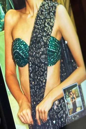 Shop_Itrh_Black Net Crystals, Sequins Sweetheart Wild Whisper Pre-draped Saree With Blouse 