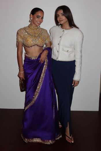 Itrh_Purple Silk, Tussar Beads, Vasudhara Saree With Embroidered Jadaau Blouse _Online_at_Aza_Fashions