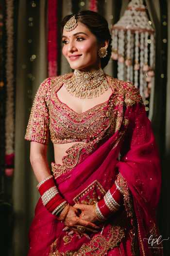 Itrh_Pink Silk, Georgette Zari, Stones, Regal Motif Embroidered Bridal Lehenga Set _at_Aza_Fashions