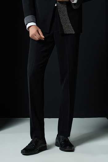 Sarab Khanijou Black Zari, Pearls Placed Embellished Tuxedo Set Online at Aza Fashions Sarab Khanijou_Black Zari, Pearls Placed Embellished Tuxedo Set _Online_at_Aza_Fashions