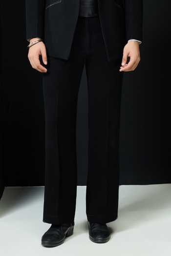 Sarab Khanijou_Black Embroidery, Sequins, Pearls Geometric Embellished Tuxedo Set  _Online_at_Aza_Fashions