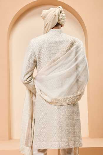 Sarab Khanijou Raw Silk Embroidered Sherwani Set 