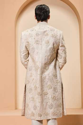 Sarab Khanijou Raw Silk Embroidered Sherwani Set 