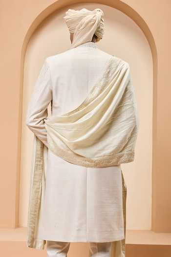 Sarab Khanijou Raw Silk Embroidered Sherwani Set 