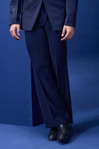 Sarab Khanijou_Silver Twill Zari Placed Embellished Blazer And Pant Set _Online_at_Aza_Fashions