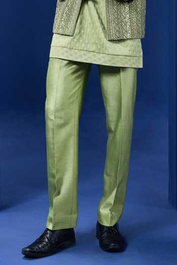 Sarab Khanijou Green Organza Embroidery, Sequins, Pearls Bandhgala Set Online at Aza Fashions Sarab Khanijou_Green Organza Embroidery, Sequins, Pearls Bandhgala Set _Online_at_Aza_Fashions