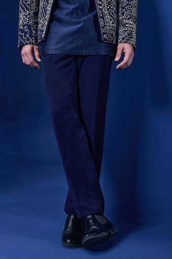 Sarab Khanijou_Navy Embroidery, Sequins, Pearls Bandhgala Kurta Set _Online_at_Aza_Fashions