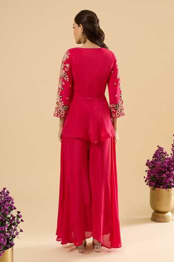 Samyukta Singhania Floral Embroidered Peplum Kurta Set 