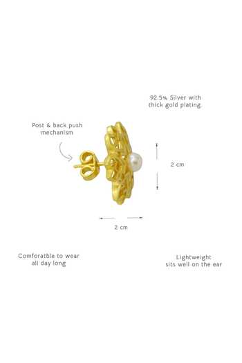 Manner_Gold Plated Pearls Rakaan Ranjha Stud Earrings _Online_at_Aza_Fashions