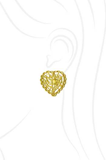 Manner_Gold Plated Cut Work Rakaan Heart Stud Earrings _Online_at_Aza_Fashions