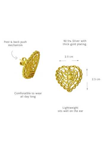 Buy_Manner_Gold Plated Cut Work Rakaan Heart Stud Earrings _Online_at_Aza_Fashions