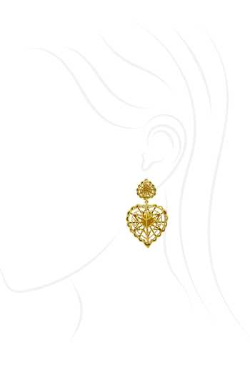 Manner_Gold Plated Rakaan Small Heart Dangle Earrings _Online_at_Aza_Fashions