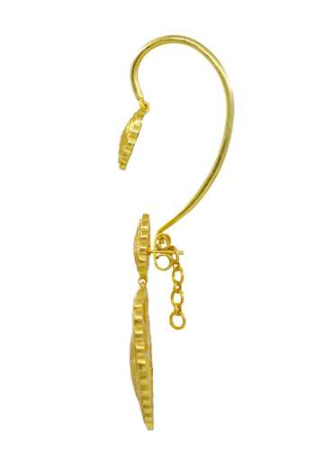Manner_Gold Plated Cut Work Rakaan Heart Earrings  _Online_at_Aza_Fashions