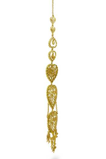 Manner_Gold Plated Cut Work, Chains Rakaan Long Earrings  _Online_at_Aza_Fashions