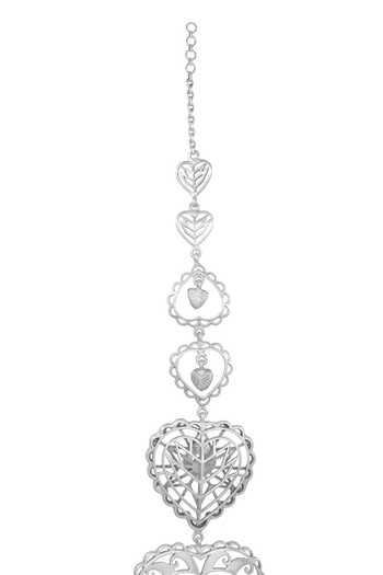 Buy_Manner_Silver Plated Cut Work, Chains Rakaan Heart Shaped Long Earrings _Online_at_Aza_Fashions