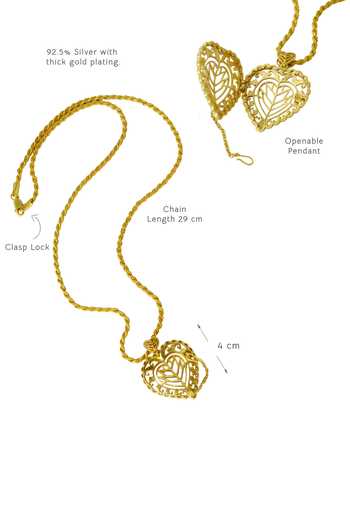 Manner_Gold Plated Cut Work Rakaan Long Heart Pendant Chain Necklace _Online_at_Aza_Fashions