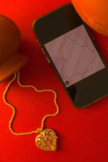 Manner Rakaan Long Heart Pendant Chain Necklace 