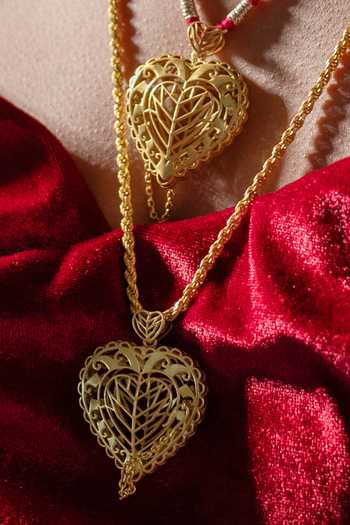 Buy_Manner_Gold Plated Cut Work Rakaan Long Heart Pendant Chain Necklace _Online_at_Aza_Fashions
