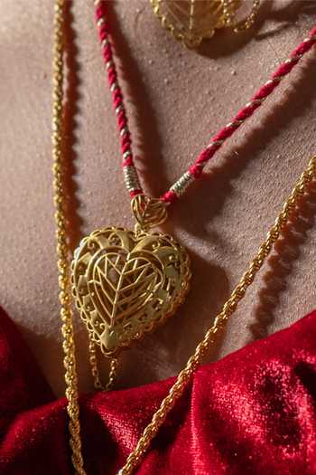 Manner_Gold Plated Rakaan Openable Heart Pendant Necklace _at_Aza_Fashions