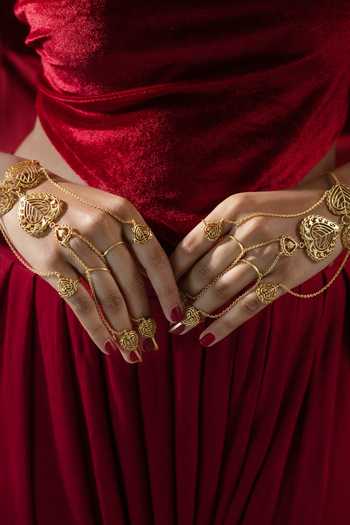 Shop_Manner_Gold Plated Cut Work, Chains Rakaan Heart Haathphool 
