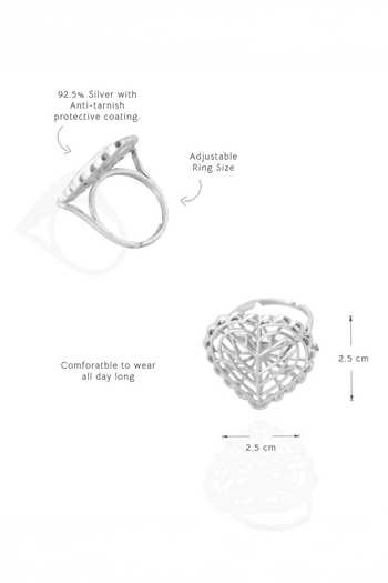 Manner_Silver Plated Cut Work Rakaan Adjustable Ring _Online_at_Aza_Fashions