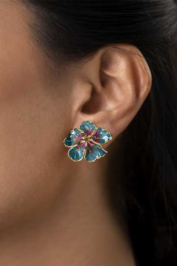 Manner Blue Bloom Stud Earrings 