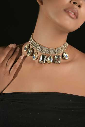 Buy_Bijoux By Priya Chandna_Gold Plated Starlit Crystal Embellished Choker _Online_at_Aza_Fashions
