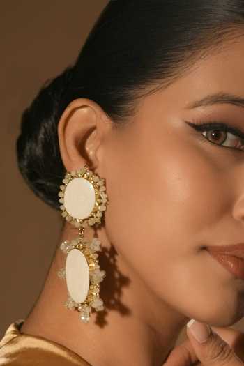 Buy_Bijoux By Priya Chandna_White Crystals Marble Embellished Drop Earrings _Online_at_Aza_Fashions