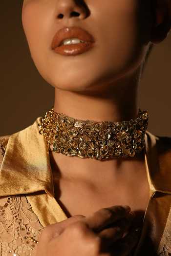 Bijoux By Priya Chandna Gold Plated Gilded Shard Crystal Embellished Choker Online at Aza Fashions Bijoux By Priya Chandna_Gold Plated Gilded Shard Crystal Embellished Choker _Online_at_Aza_Fashions