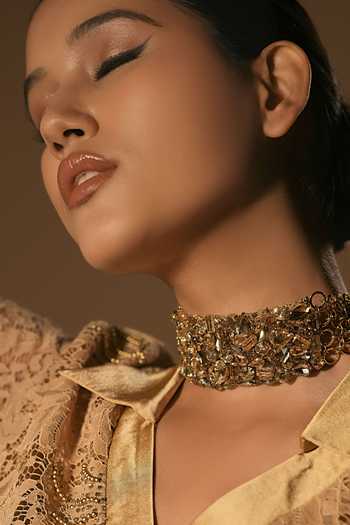 Buy Bijoux By Priya Chandna Gold Plated Gilded Shard Crystal Embellished Choker Online at Aza Fashions Buy_Bijoux By Priya Chandna_Gold Plated Gilded Shard Crystal Embellished Choker _Online_at_Aza_Fashions