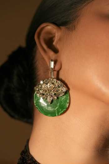 Bijoux By Priya Chandna Green Crystals Emerald Resin Embellished Earrings Online at Aza Fashions Bijoux By Priya Chandna_Green Crystals Emerald Resin Embellished Earrings _Online_at_Aza_Fashions