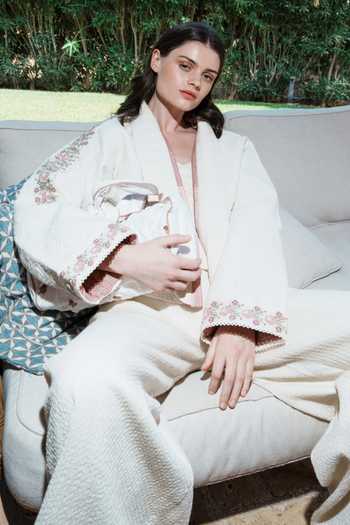 Buy Shruti Sancheti White Lace Embroidery Shawl Neck Jacket Online at Aza Fashions Buy_Shruti Sancheti_White Lace Embroidery Shawl Neck Jacket _Online_at_Aza_Fashions