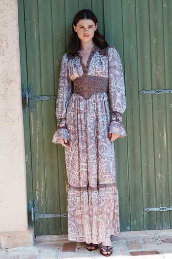 Buy_Shruti Sancheti_Pink Satin V-neck Paisley Print Maxi Dress _Online_at_Aza_Fashions