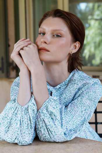 Shruti Sancheti_Green Poplin Embroidery, Tassels Keyhole Neck And Printed Dress _Online_at_Aza_Fashions