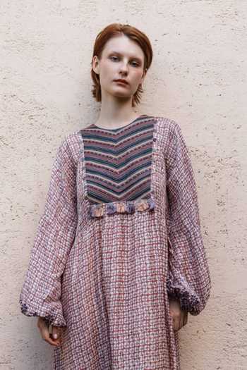 Shruti Sancheti_Pink Embroidery, Tassels Round Neck And Printed Maxi Dress _Online_at_Aza_Fashions