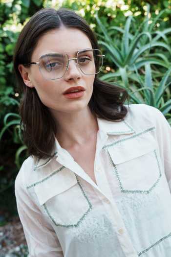 Shruti Sancheti_Blue Chanderi, Satin Embroidery Collared Shirt Dress _Online_at_Aza_Fashions