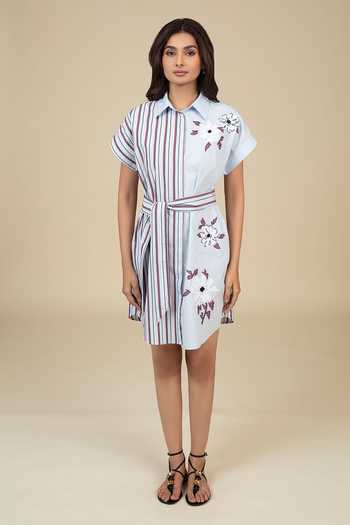 Bunka Mellisa Striped Embroidered Dress 