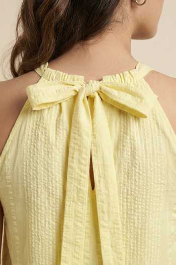 Bunka_Yellow Cotton Halter Neck Erika Maxi Dress _Online_at_Aza_Fashions