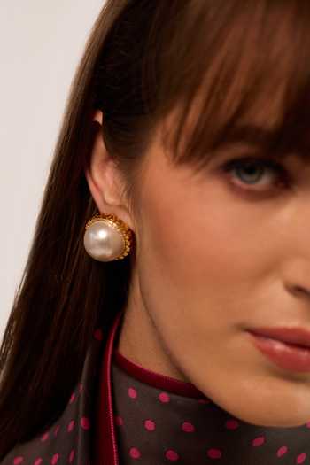 Buy_Anaash_White Pearls Empress Embellished Studs _Online_at_Aza_Fashions